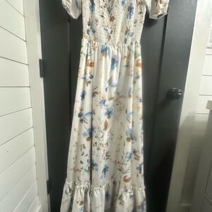 Baltic Born Floral Maxi Dress - Cream, Blue, Brown